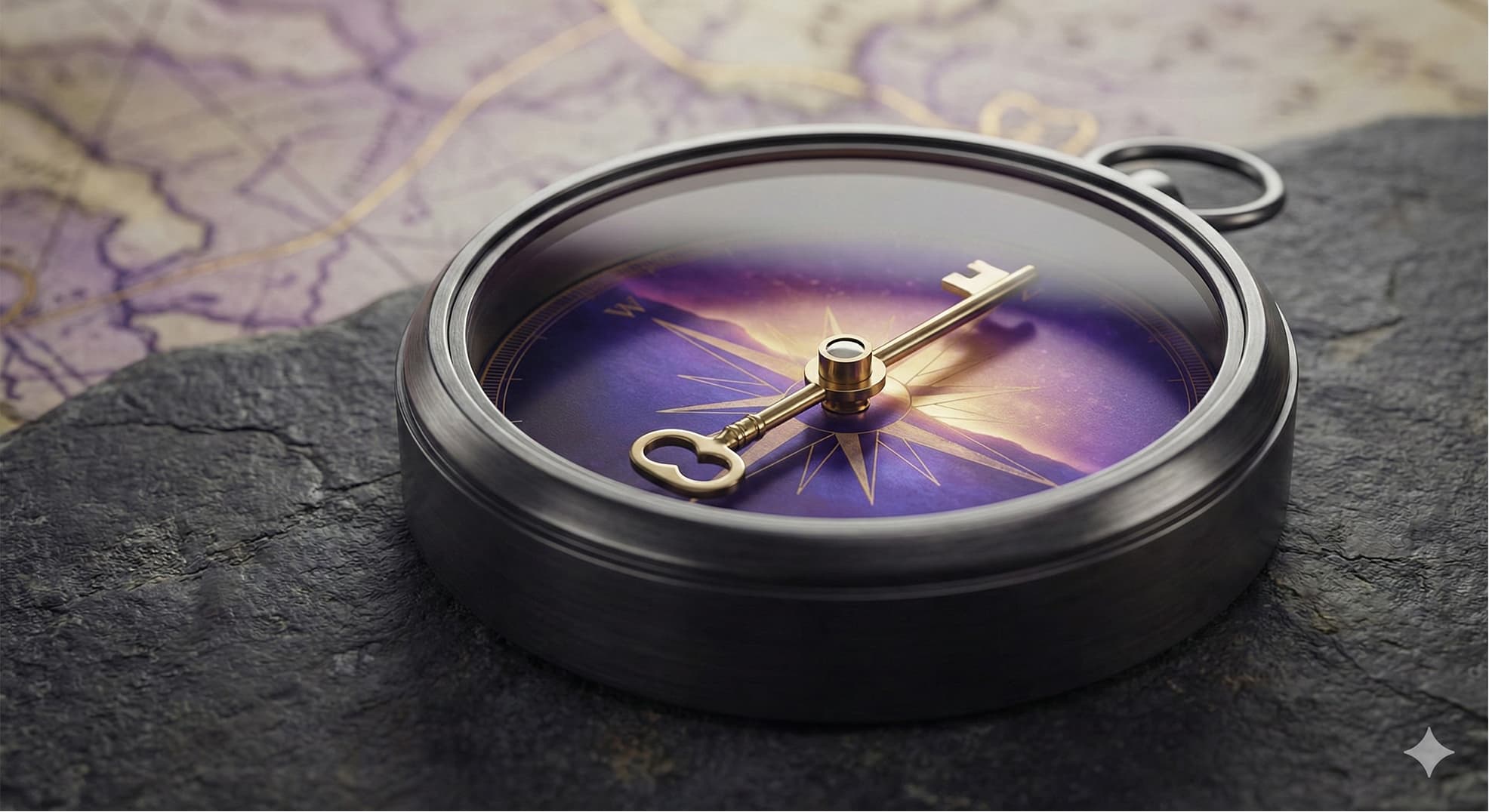 Compass rose on vintage map